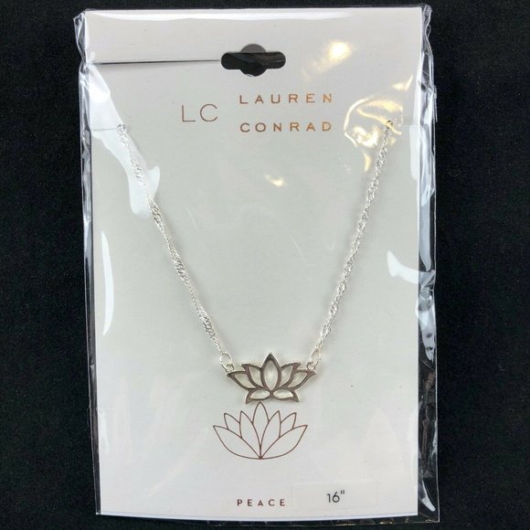 LC Lauren Conrad Necklace SilverTone Peace Lotus - Picture 1 of 1